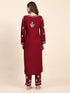 Fizaa Chikankari Long Modal Kurta Set - Maroon